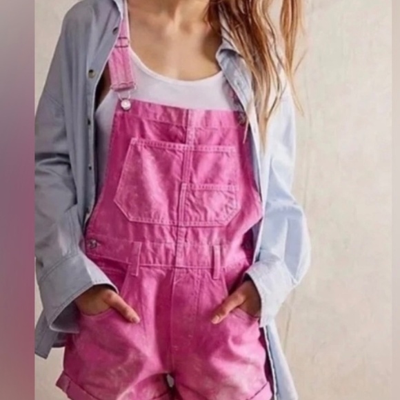 We the free denim pink overalls - Picture 2 of 6